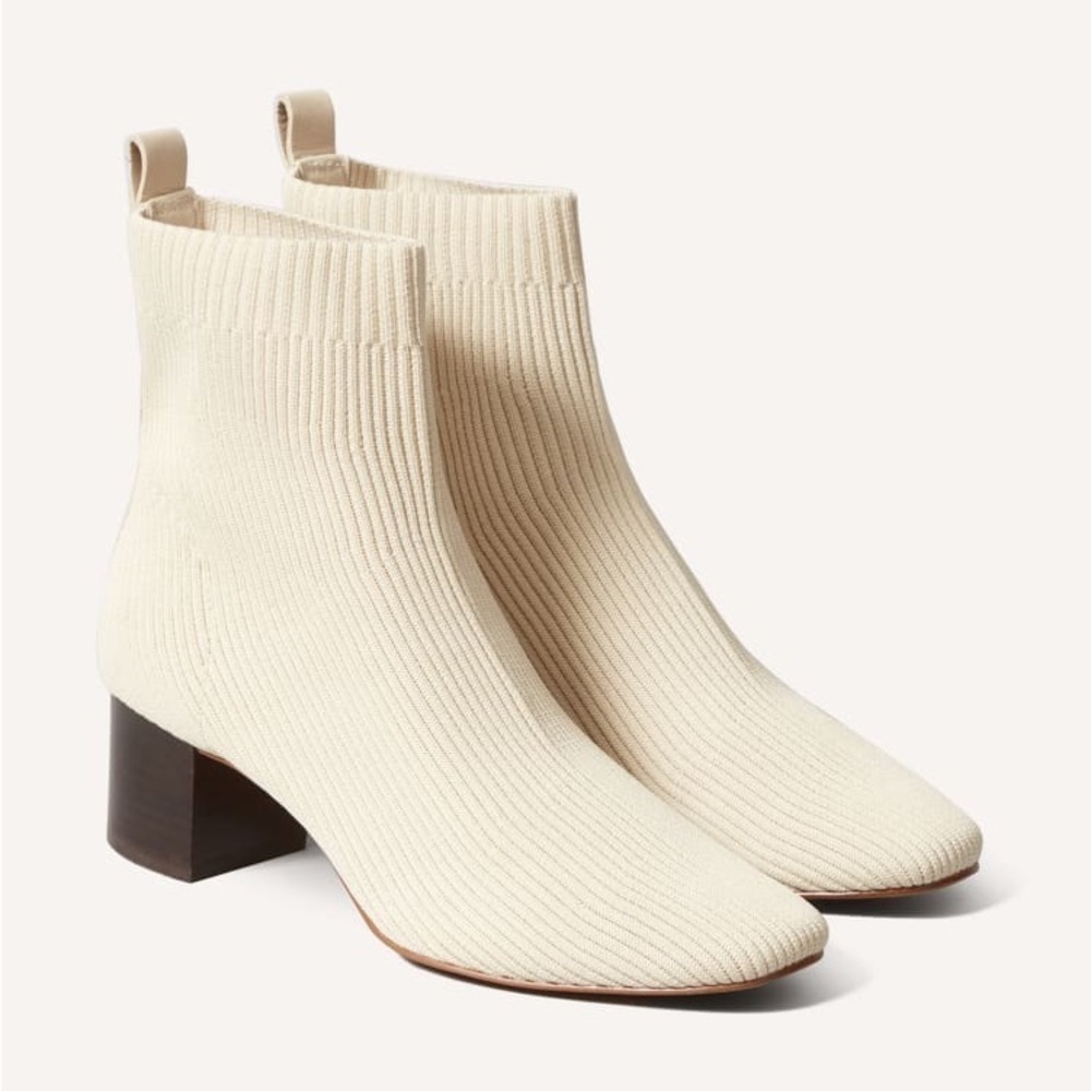 Everlane The Glove Boots Size 7.5 Bone Cream Stacked Heel - Picture 4 of 14
